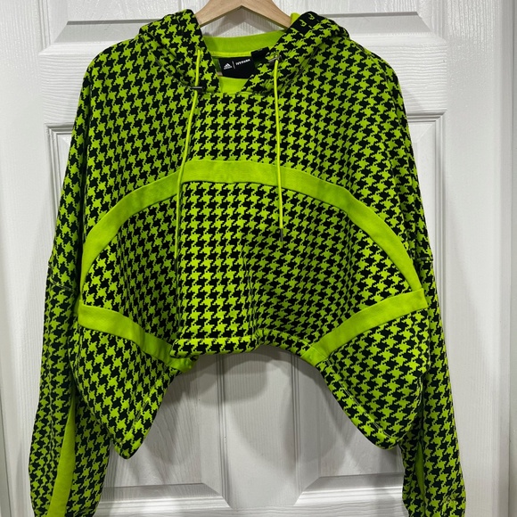 IVY PARK Neon Green and Black Houndstooth Hoodie - Picture 1 of 9